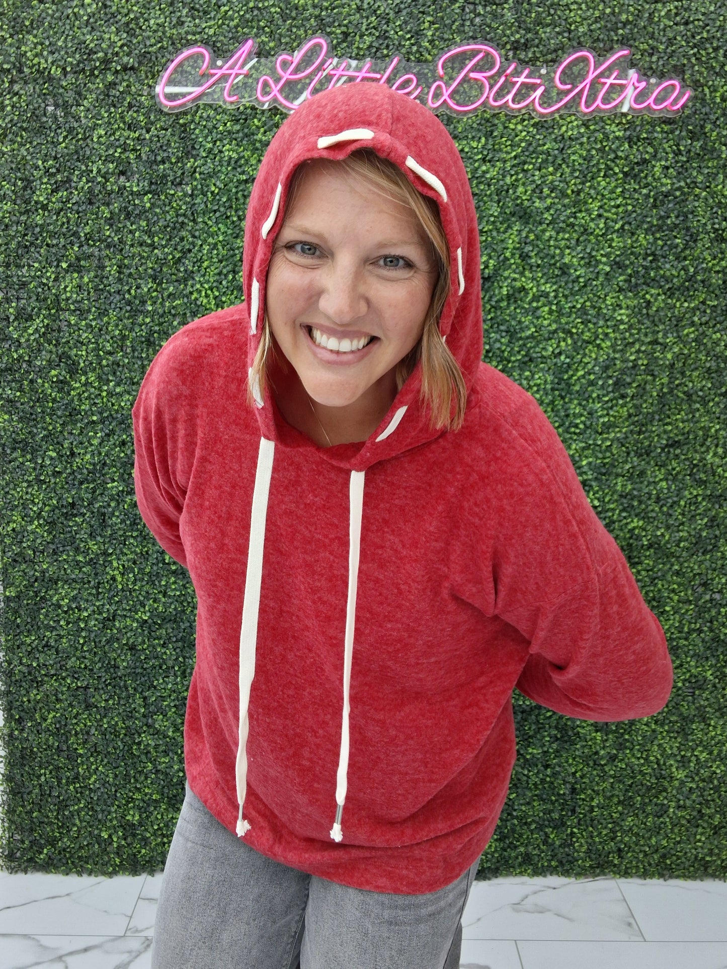 Dark Red Drawstring Hoodie