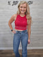 Red Rhinestone Crop Tank