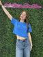 Crew Neck Oversized Crop Tee Blue