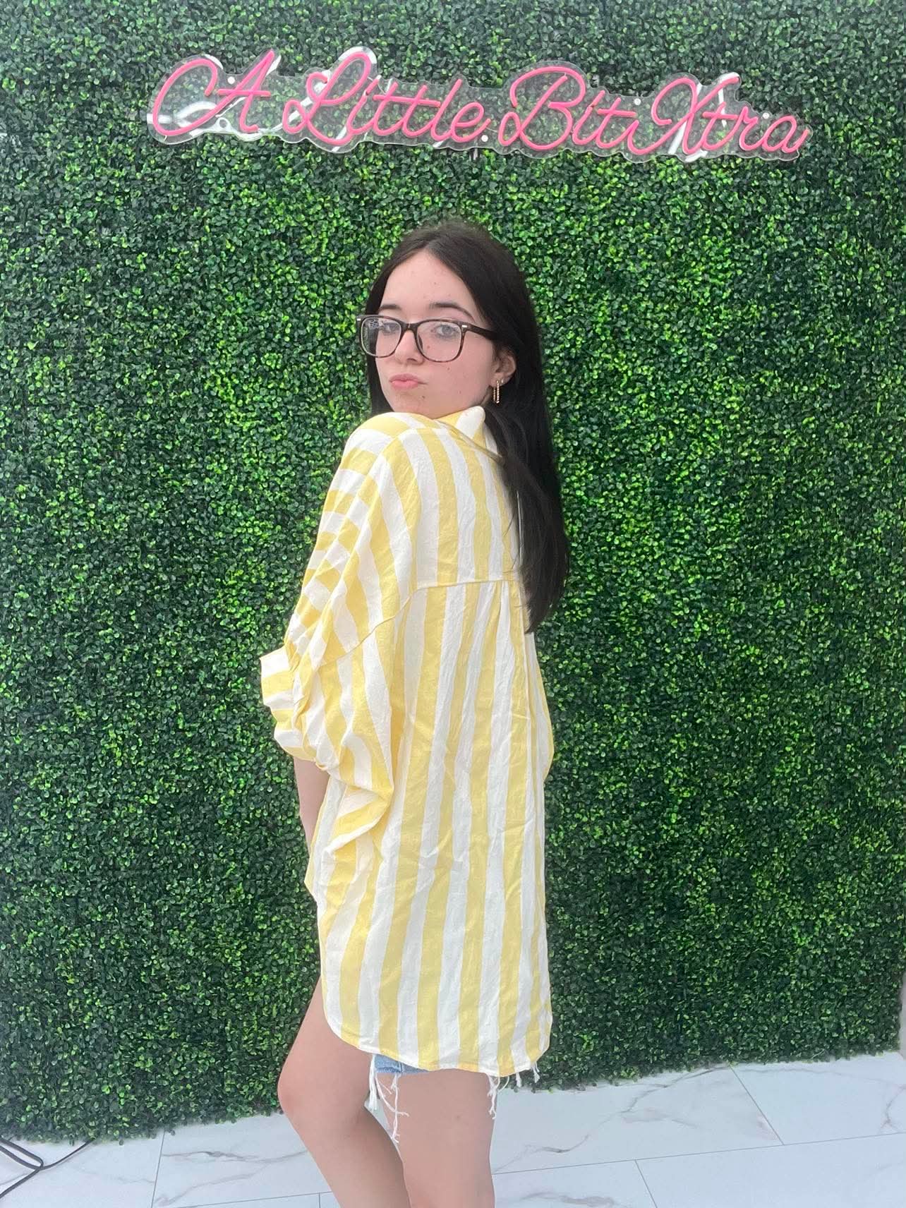Yellow Striped Oversized Shirt