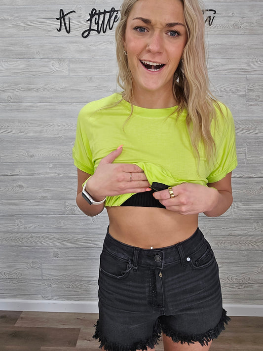 Z Black Acid Wash Frayed Cutoff Hem Shorts