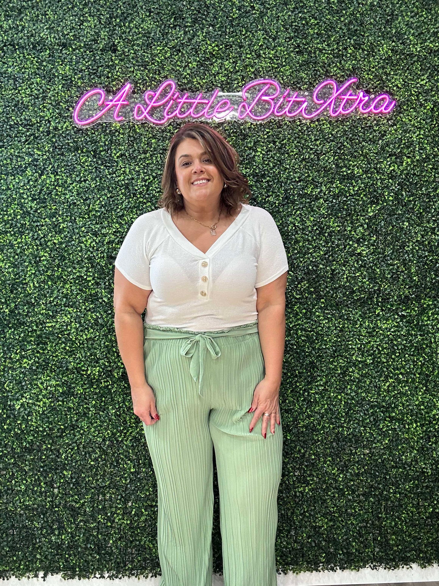 Sage Pleated Wide Leg Pants