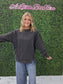 Acid Wash Exposed Seam Sweatshirt- Black