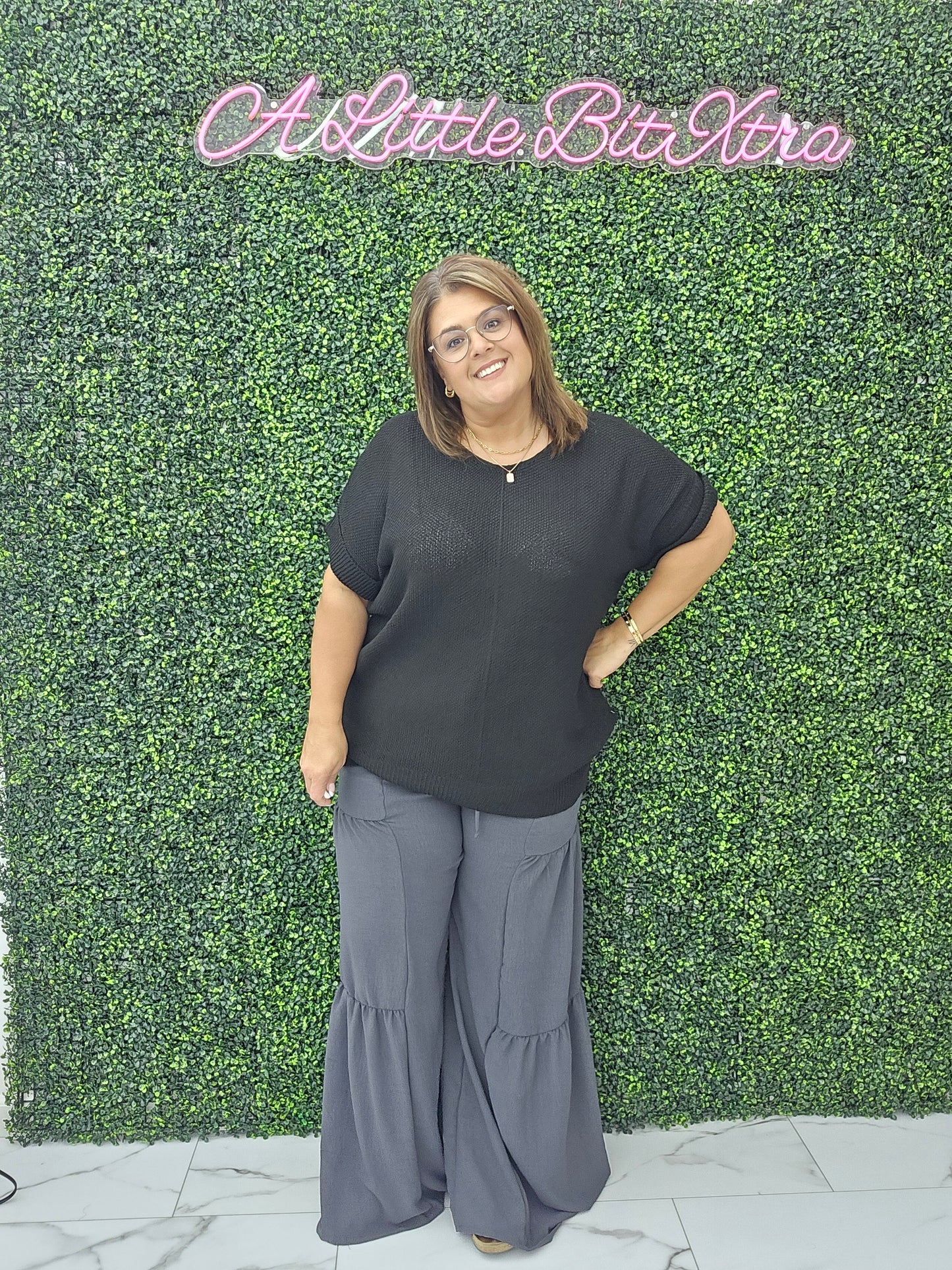 WIDE LEG PANTS CHARCOAL