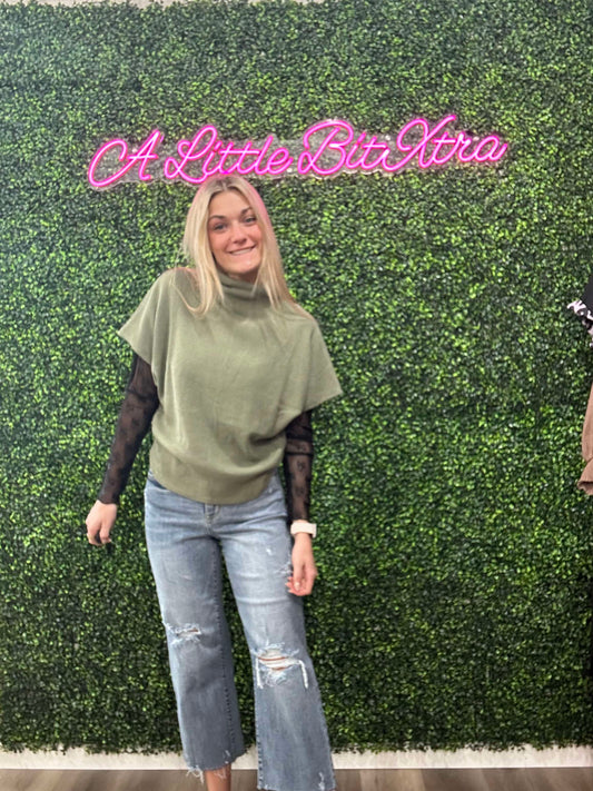 LIGHT OLIVE MOCK NECK SWEATER