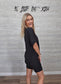 BLACK MICROFIBER V-NECK TOP & BIKER SHORTS