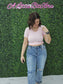 Crew Neck Stripe Seamless Rib Tee Blush