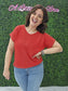 BOXY CHUNKY KNIT SHORT SLEEVE SWEATER RUBY