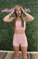 CHECKER BRA & BIKER SHORTS SET PINK & WHITE