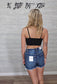 Z Dark Raw Frayed Hem Denim Shorts