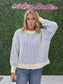 Two Tone Crewneck Sweater/ Cornflower Blue