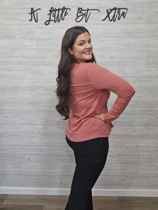 RUST RUFFLE FRONT TOP