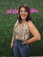 Khaki Vintage Hollow-Out Crochet Floral Vest