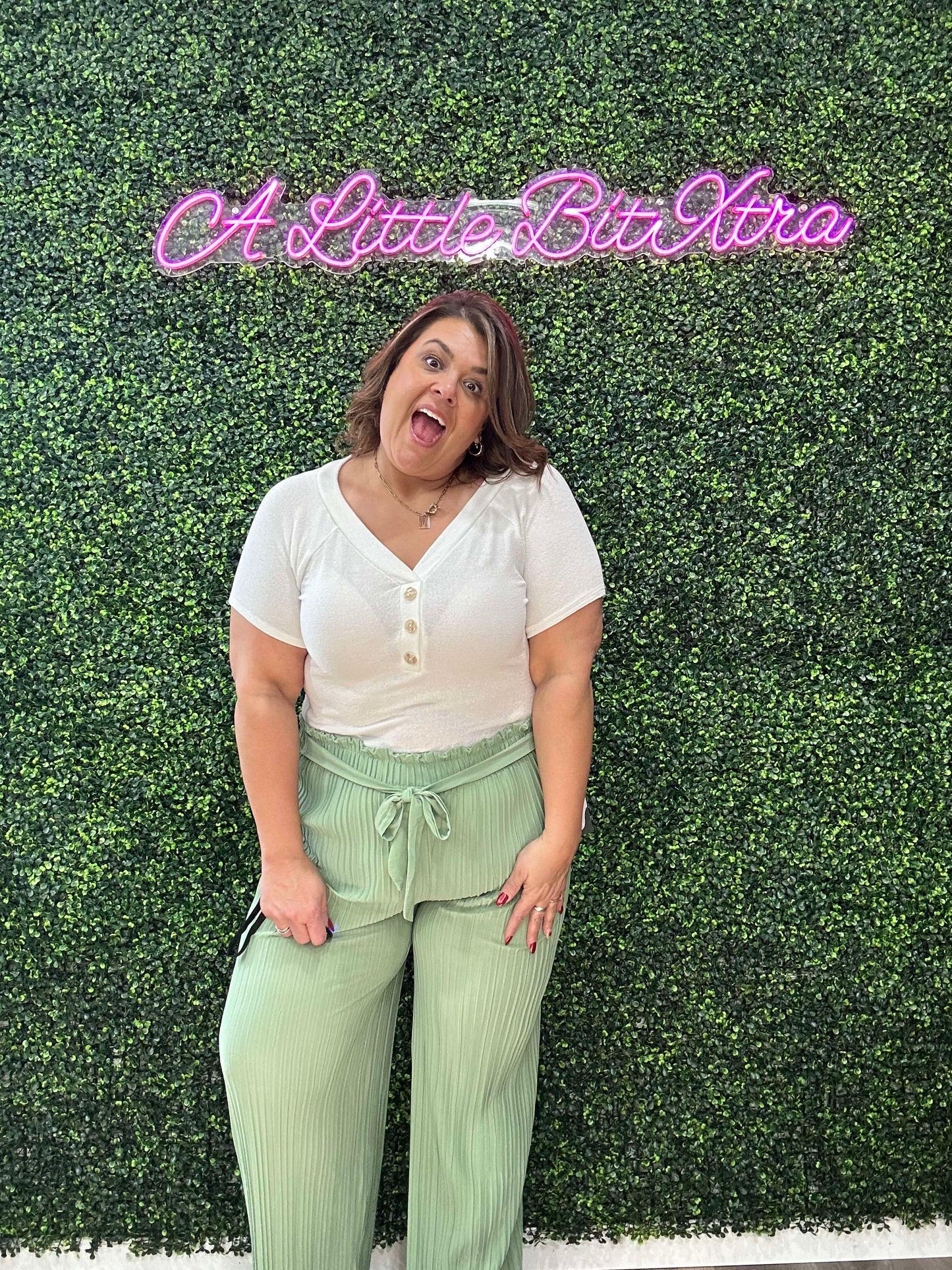 Sage Pleated Wide Leg Pants