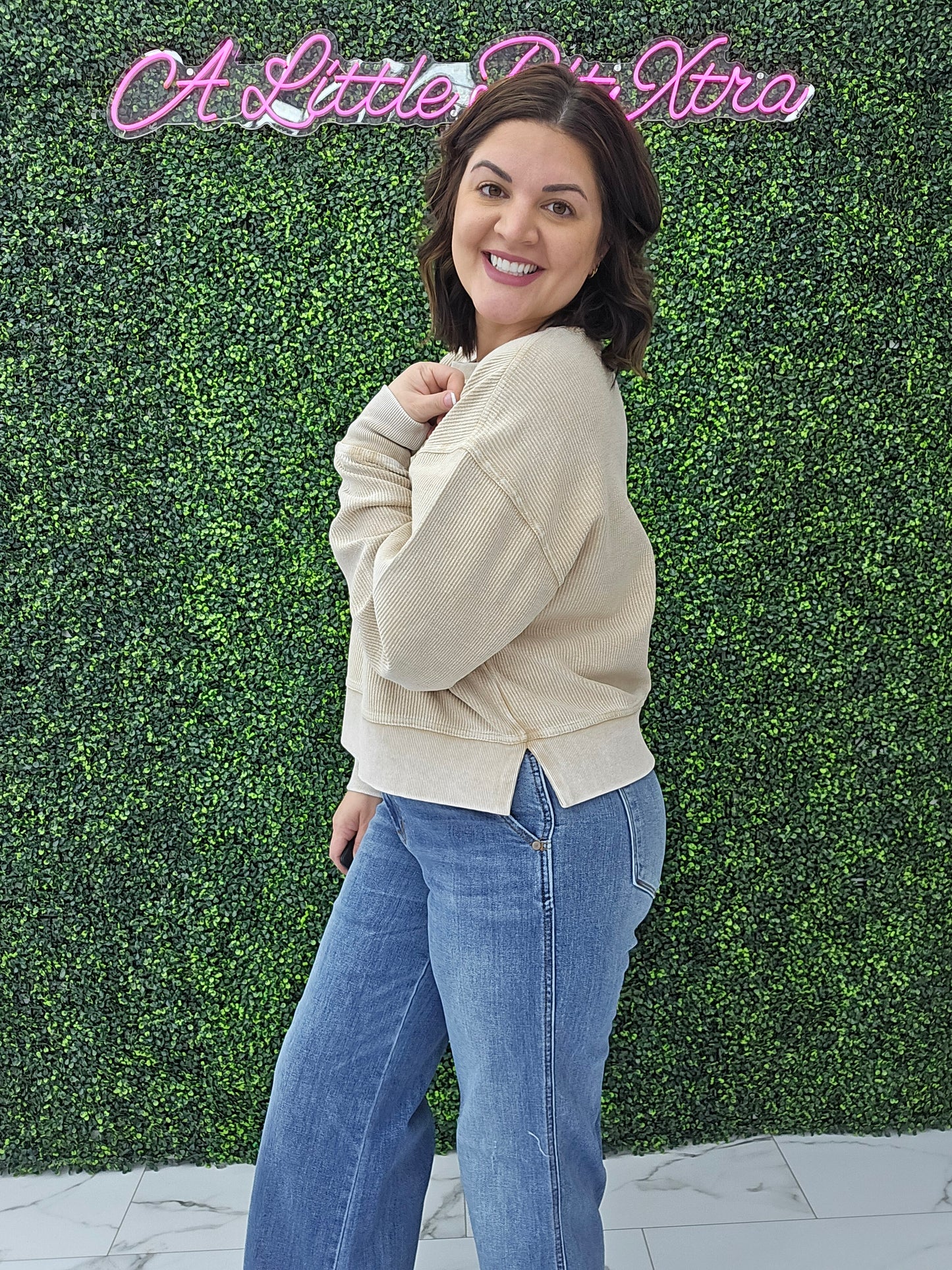 Corded Boxy Pullover Latte