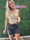 JB BLACK LONG CUT OFF BUTTON DAD SHORTS