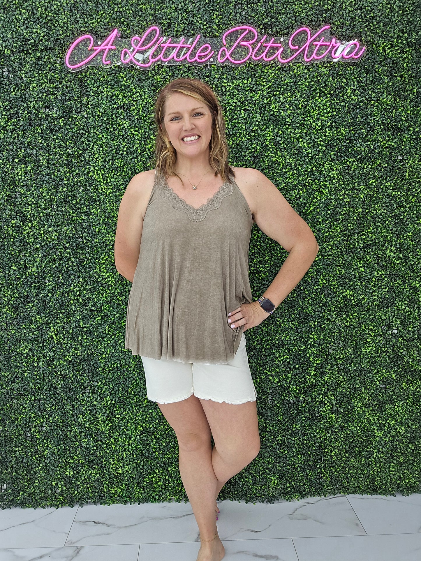 TAN LACE TANK
