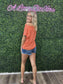 CORAL CREW-NECK KNITTED BAGGY SHORT-SLEEVED TOP