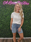 Z Mid-Rise Raw Hem Light Wash Denim Shorts