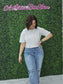 Crew Neck Oversized Crop Tee Grey Marl
