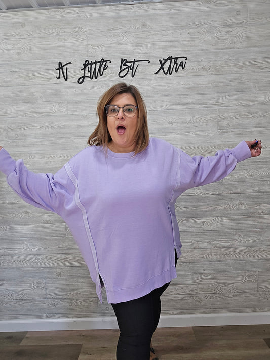 EXPOSED SEAM LAVENDER SWEATSHIRT