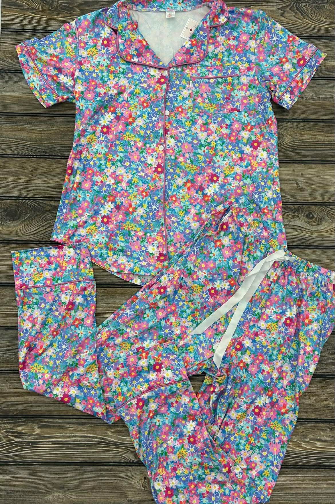 Blue and Pink Flora Pajamas