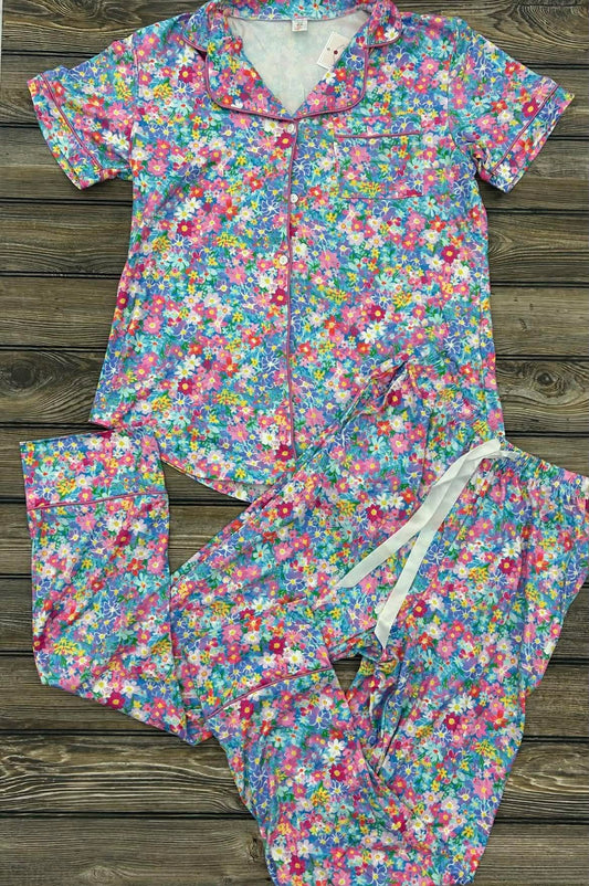 Blue and Pink Flora Pajamas