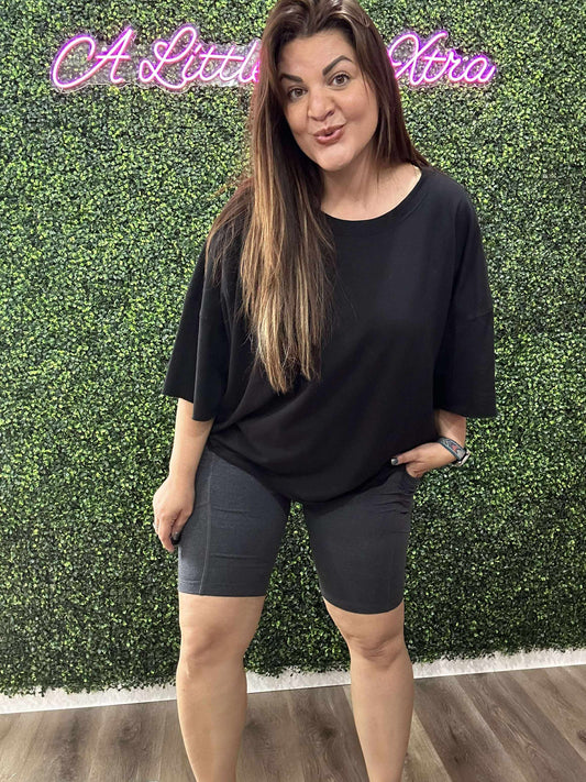 GREY POCKET BIKER SHORTS
