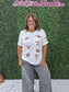 Sequins Game Day Round Neck Short Sleeve Top : White