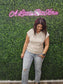 SAND BEIGE ROUND NECK FOLDED SHORT SLEEVE