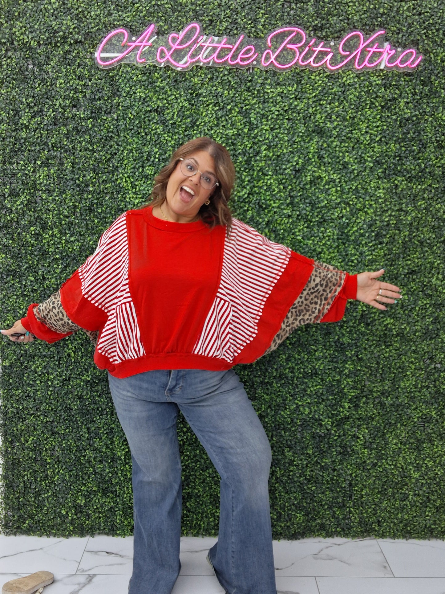 GAMEDAY THEME STRIPE MIX AND MATCH TOP: RED
