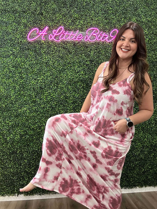 PINK TYE DYE MAXI DRESS