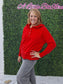 Fleece Half Snap Button Hoodie- Ruby