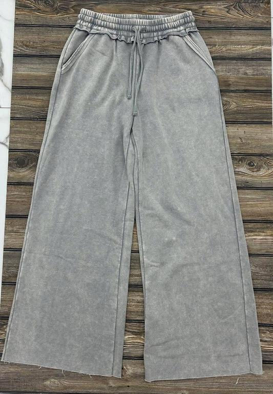 SLEET ACID WASH WIDE LEG SWEATPANTS