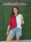 Game Day Multi Color Knit Top: RED/WHITE