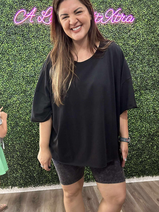 BLACK ACID WASH BIKER SHORTS