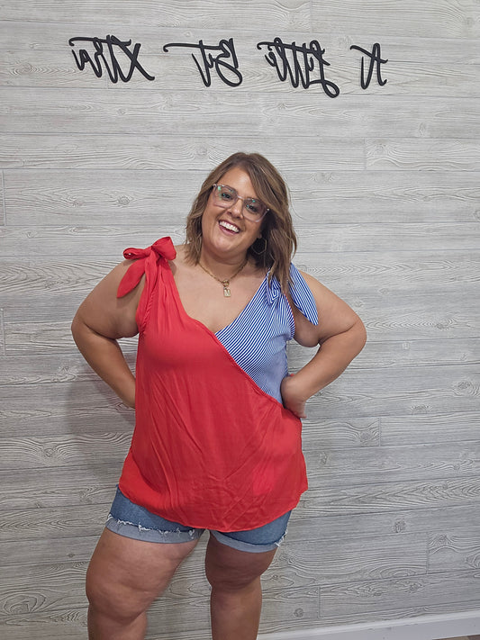 RED & BLUE TIED SHOULDER TANK