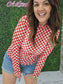 Red Checkered Mesh Top