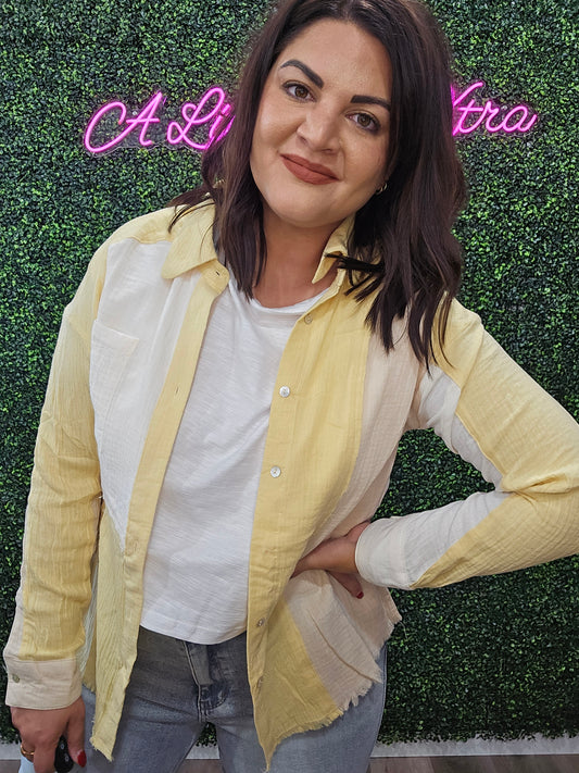 YELLOW PATCHWORK SHACKET