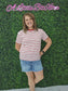 Short Sleeve Stripe Oversized Tee Red