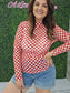 Red Checkered Mesh Top