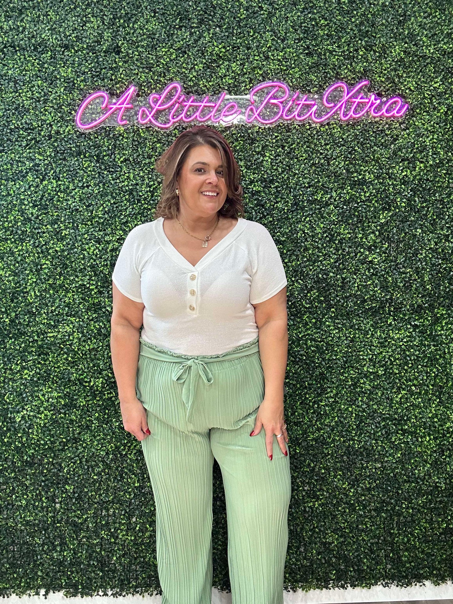 Sage Pleated Wide Leg Pants