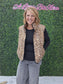 LEOPARD PRINT QUILTED VEST: LEOPARD/BLACK