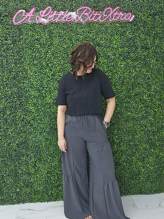 WIDE LEG PANTS CHARCOAL