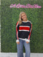 SPORTY COLORBLOCK PULLOVER SWEATSHIRT: BLACK/RED