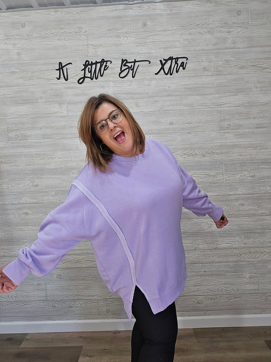 EXPOSED SEAM LAVENDER SWEATSHIRT