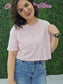 Crew Neck Oversized Crop Tee Pink