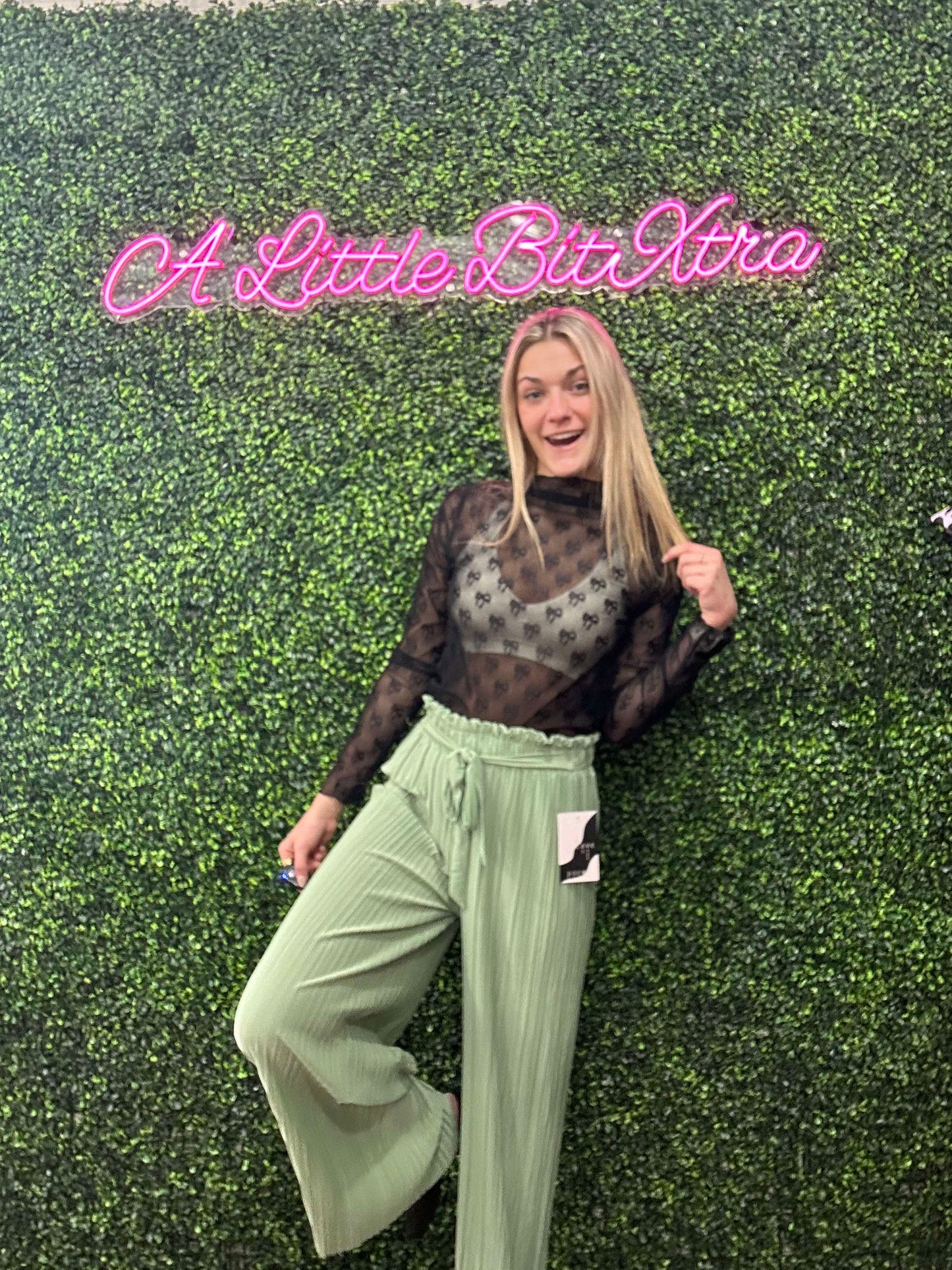 Sage Pleated Wide Leg Pants