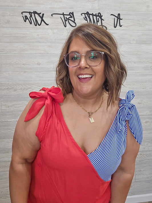 RED & BLUE TIED SHOULDER TANK