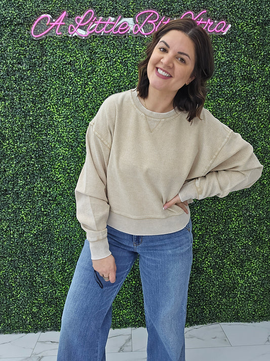Corded Boxy Pullover Latte